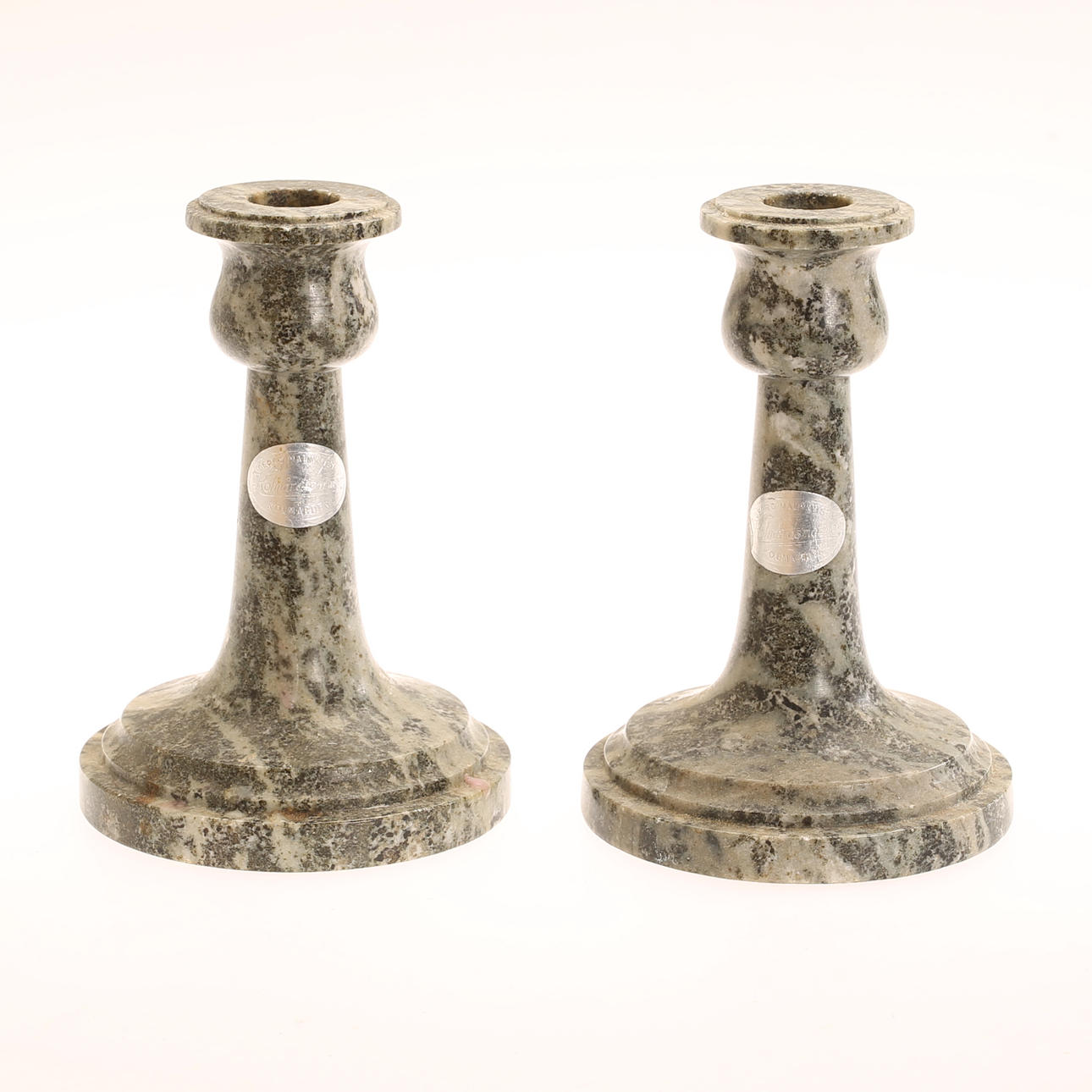 CANDLESTICKS, 2 pieces, Georg Malmkvist, charcoal marble.