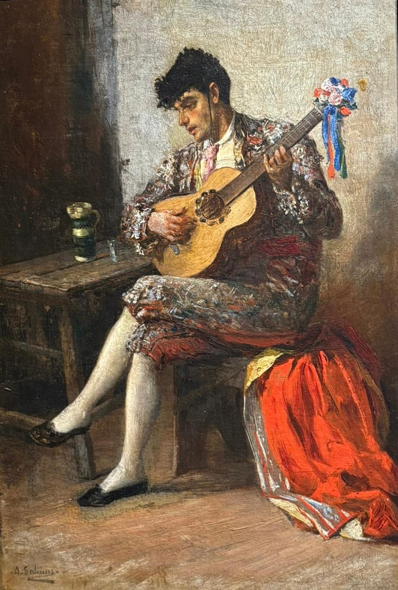 AGUSTÍN SALINAS. Bullfighter playing the guitar.