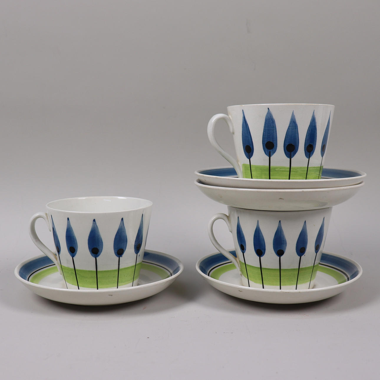 TEKOPPER, „Allé“, Berit Ternell, Gefle/Upsala Ekeby, 7 stk.