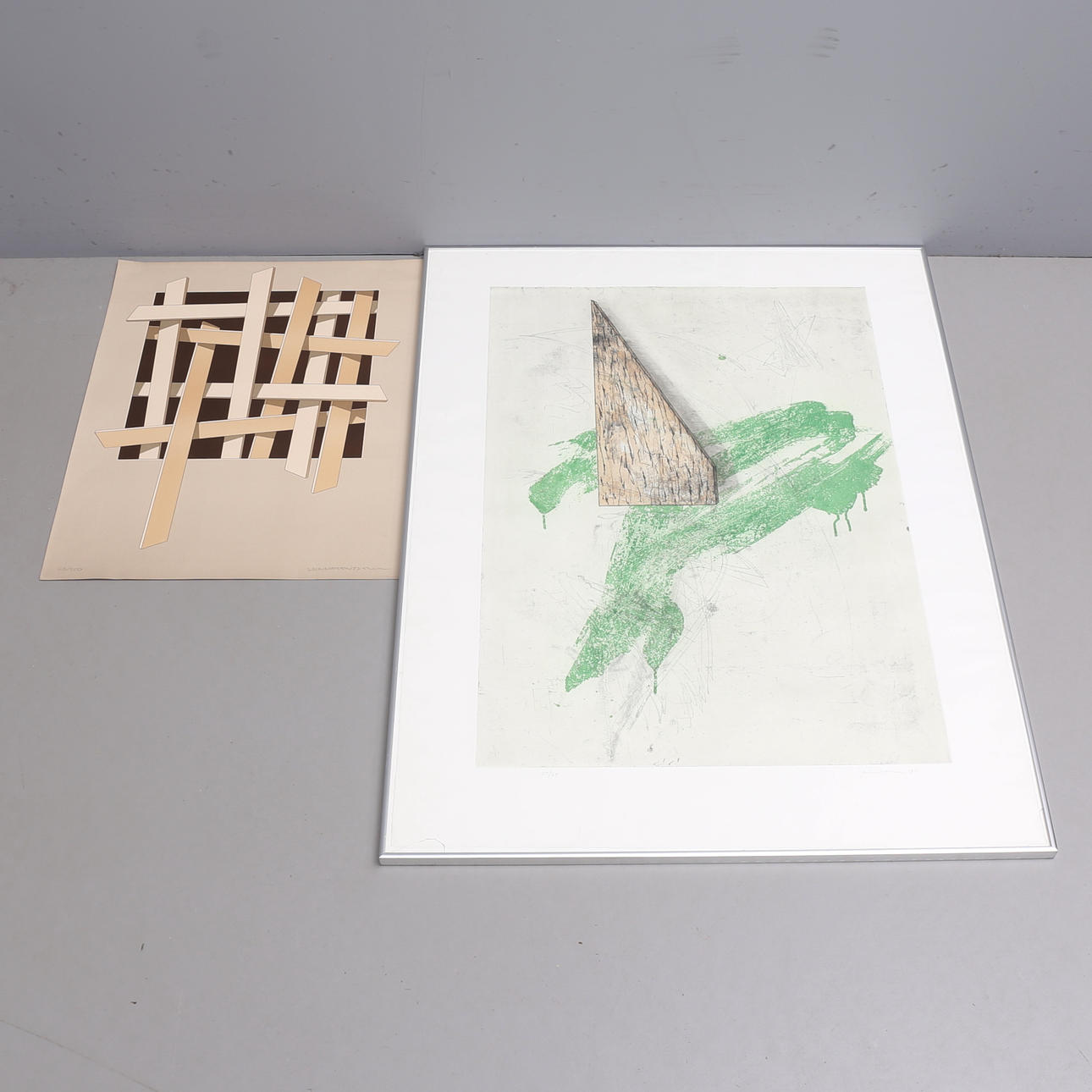 TWO COLOUR LITHOGRAPHS, compositions by Lennart Aschenbrenner and Lennart Nyström, signed.