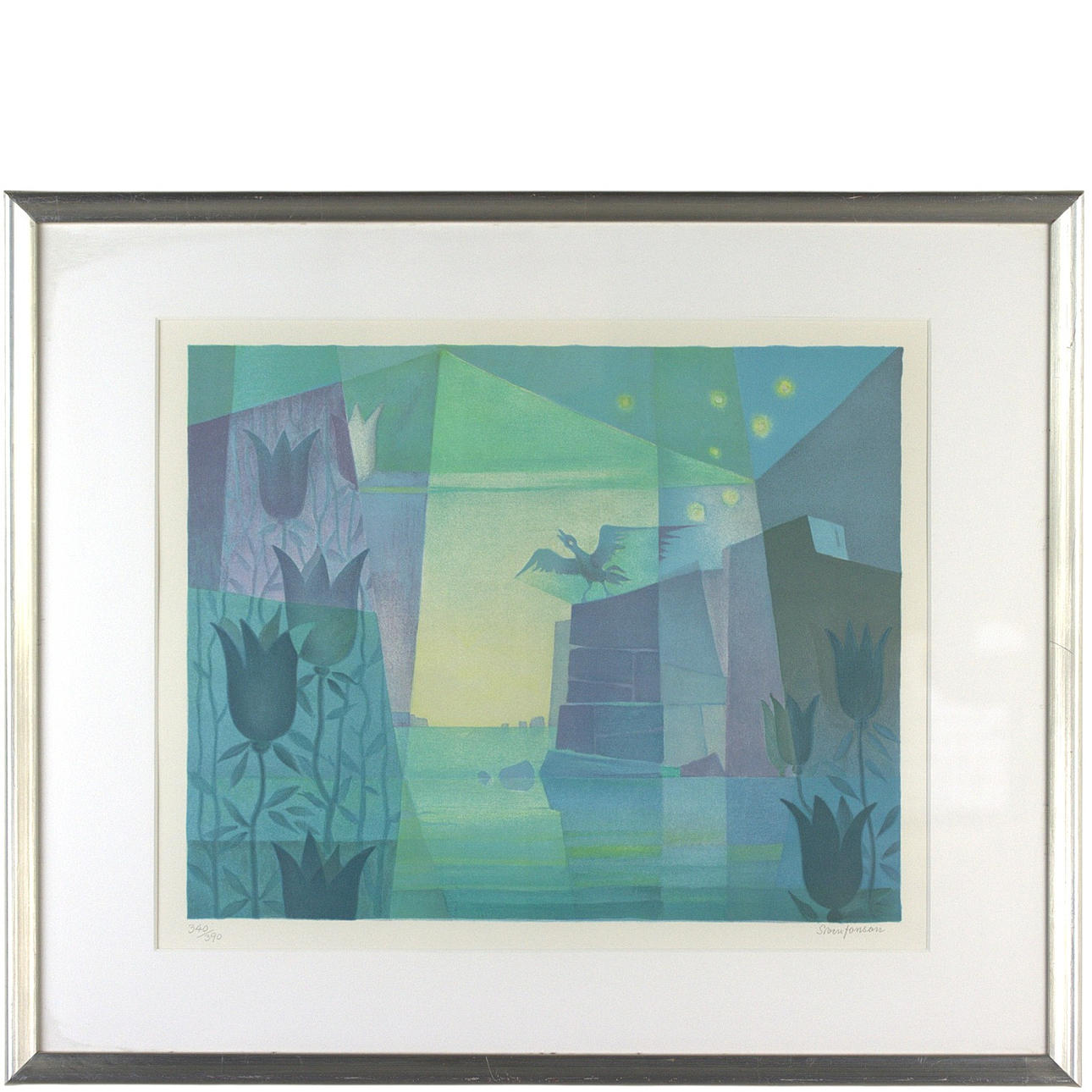 SVEN JONSON. Lithograph, 340/390, “Aniara”, signed.