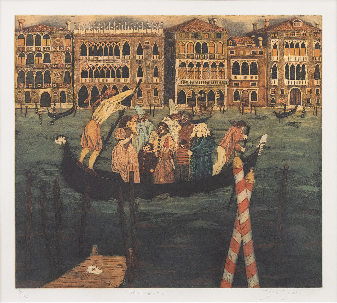IRENE JARZ. Traghetto, etching, signed and numbered.