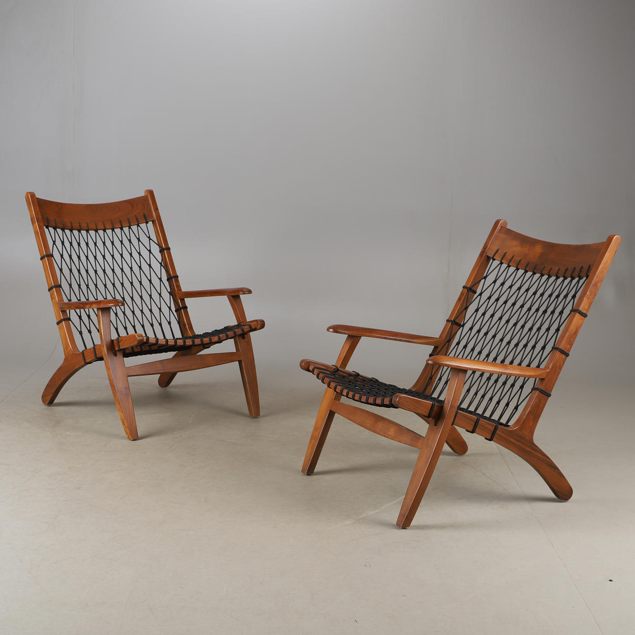 ARMCHAIRS, 1 pair with drawstring seat, contemporary.