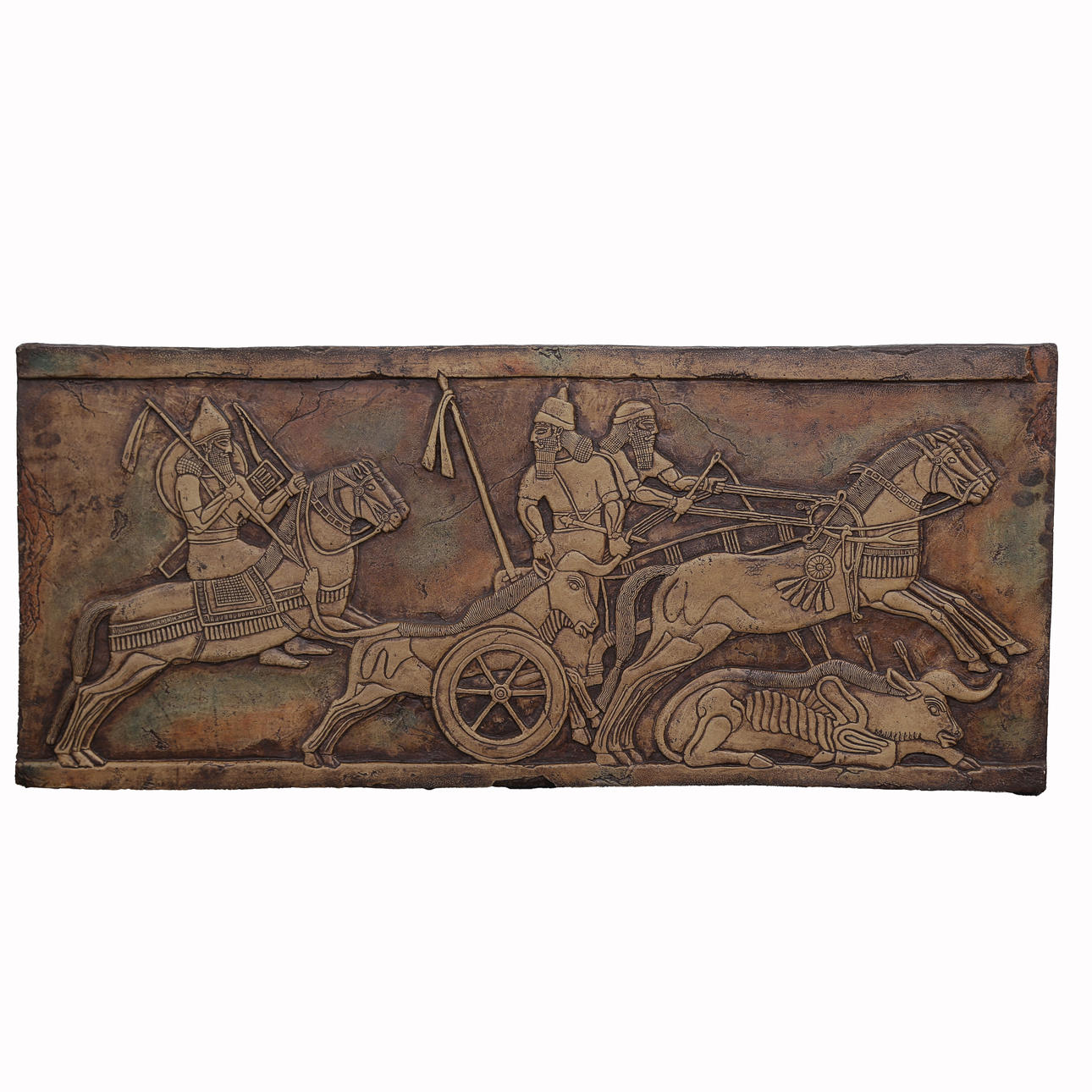 GROSSE STEINPLATTE (98 CM), ISISKUNST, KÖNIG ASSUBANIPAL II. AUF BÜFFELJAGD (668-628 F. KR).
