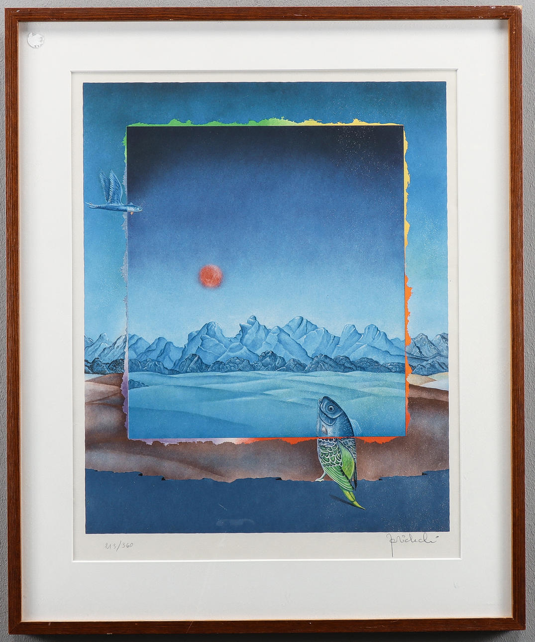 JAN ZIELECKI. Landscape with fish.