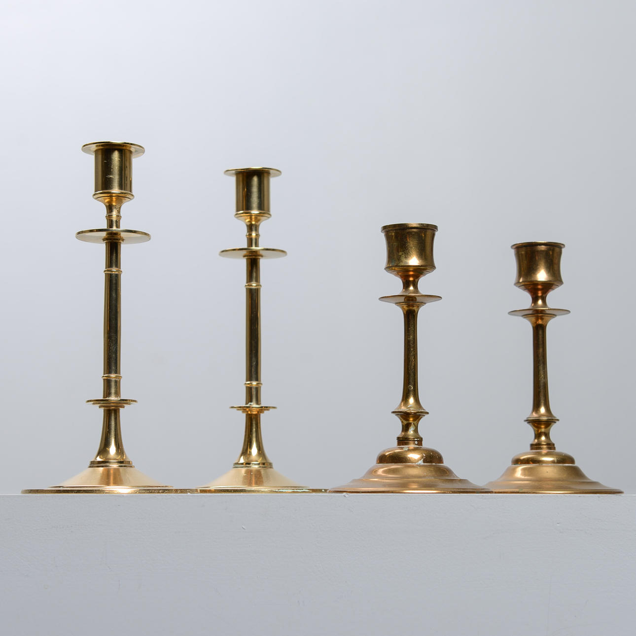 4 brass candlesticks, Gusums Bruk & Westerås Metallfabriks AB.