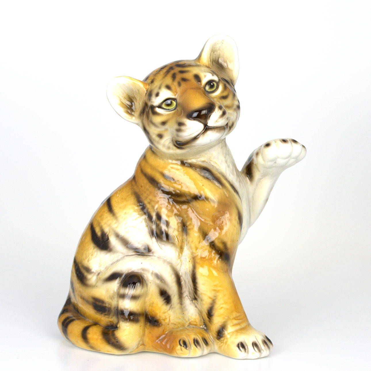FIGURINE, tiger, porcelain, contemporary.