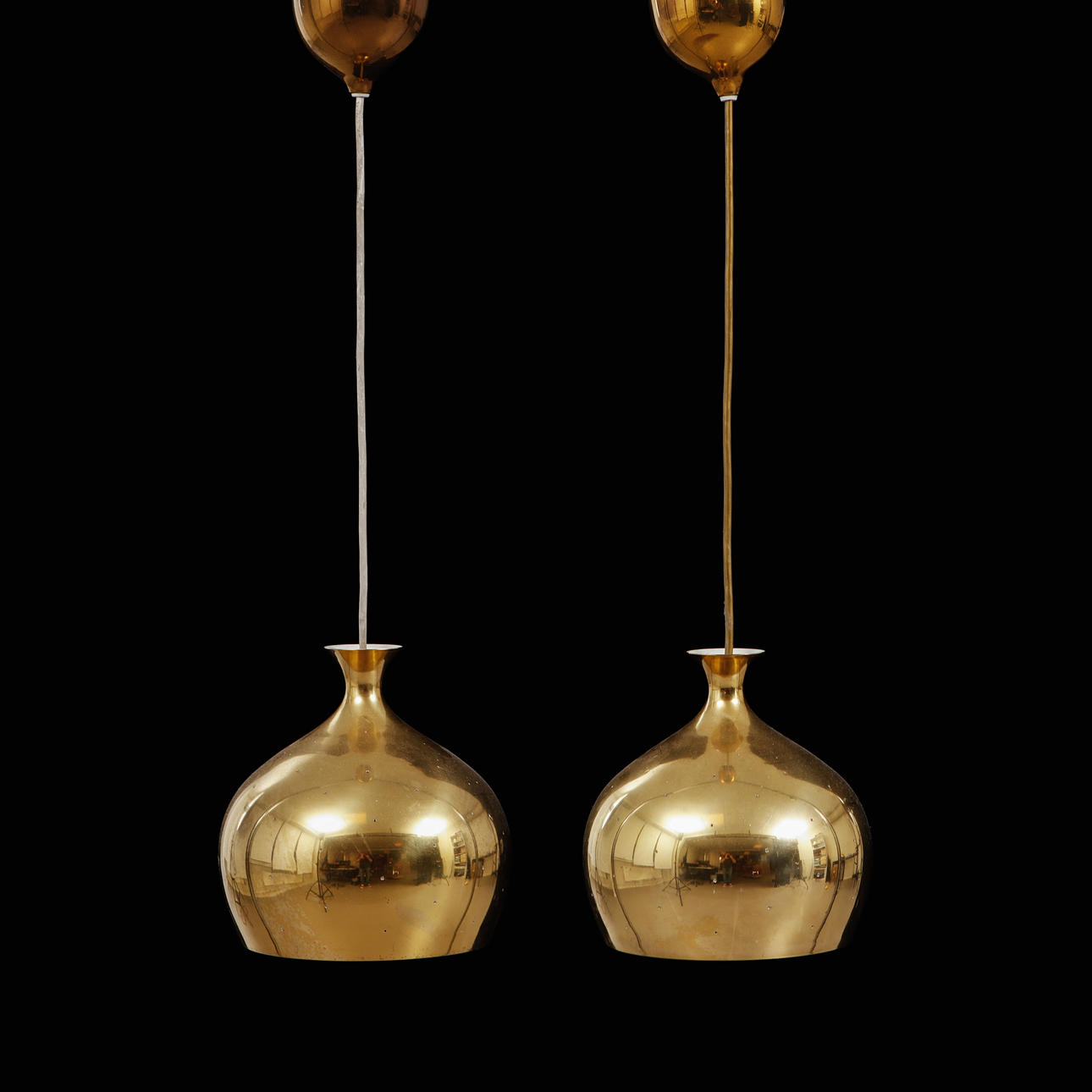 HELGE ZIMDAL. Ceiling lights, a pair, “The Onion”.