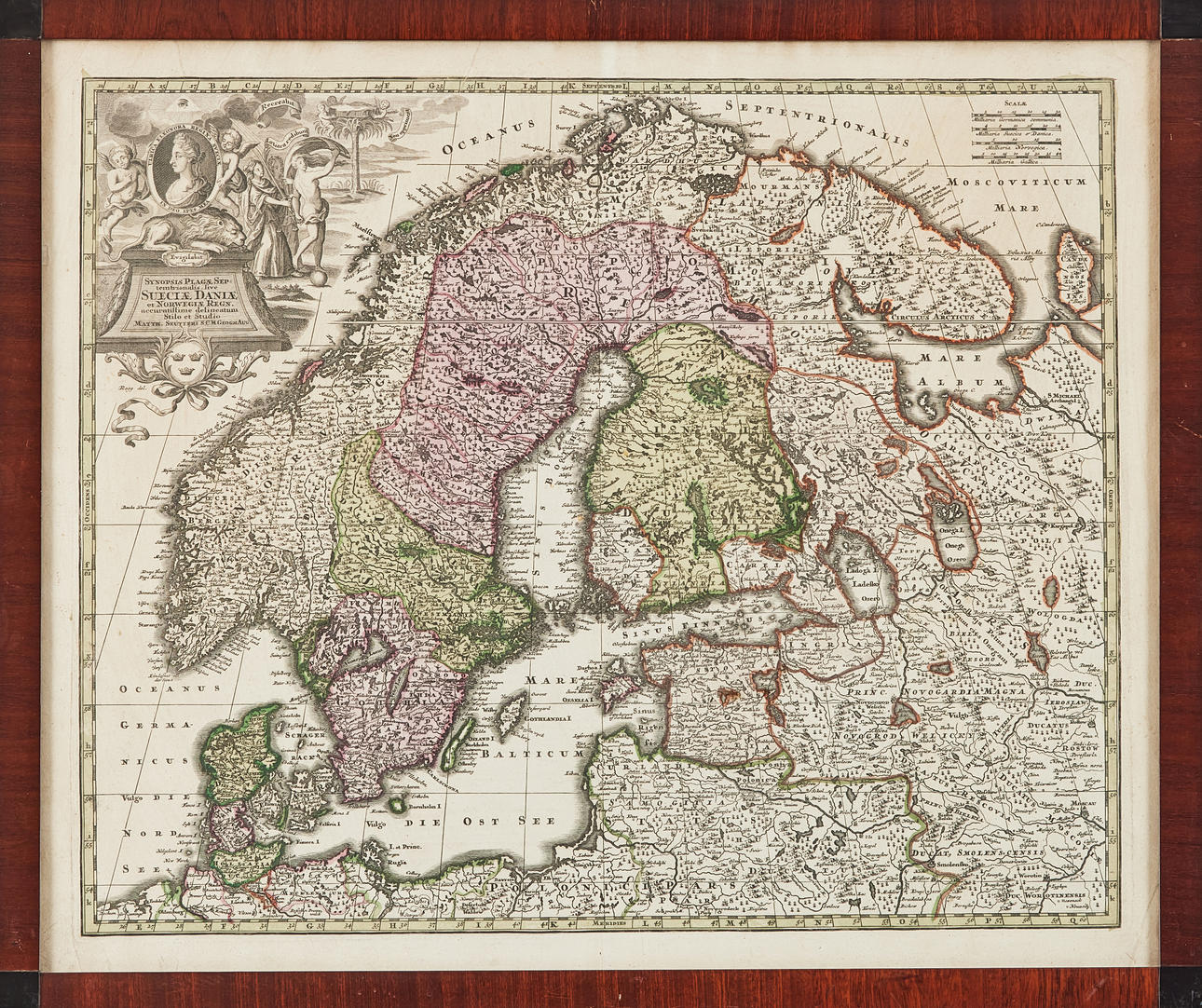 MAP SCANDINAVIAN BY SEUTTER, CA 1730.