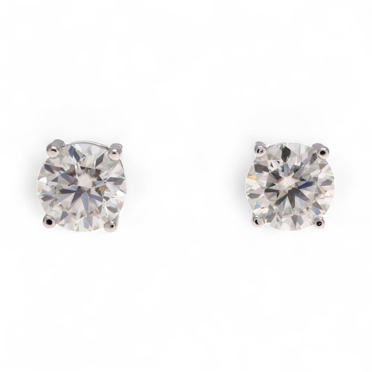 Stud earrings with 3 cts moissanites, with certificates.