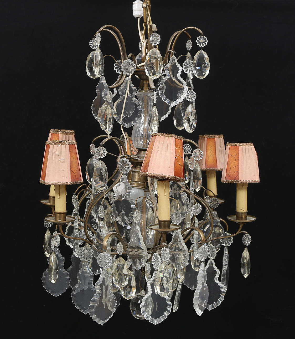 A 20th century Rococo crystal chandelier.