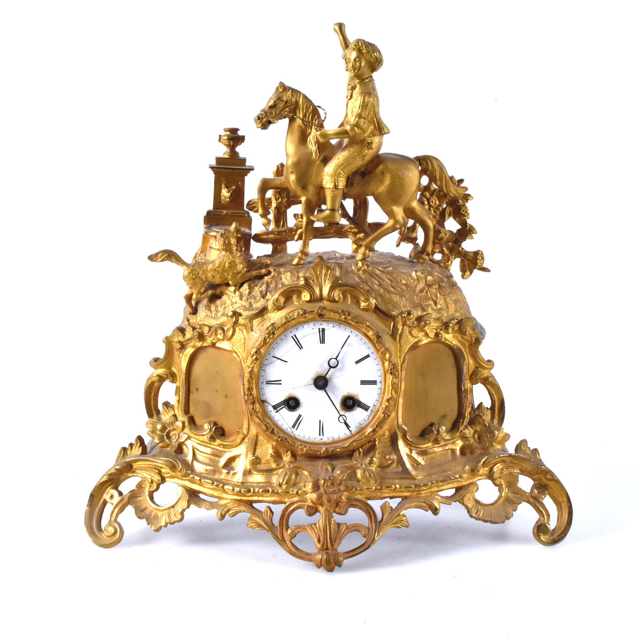 A bronzed metal table clock, 18th/20th century.