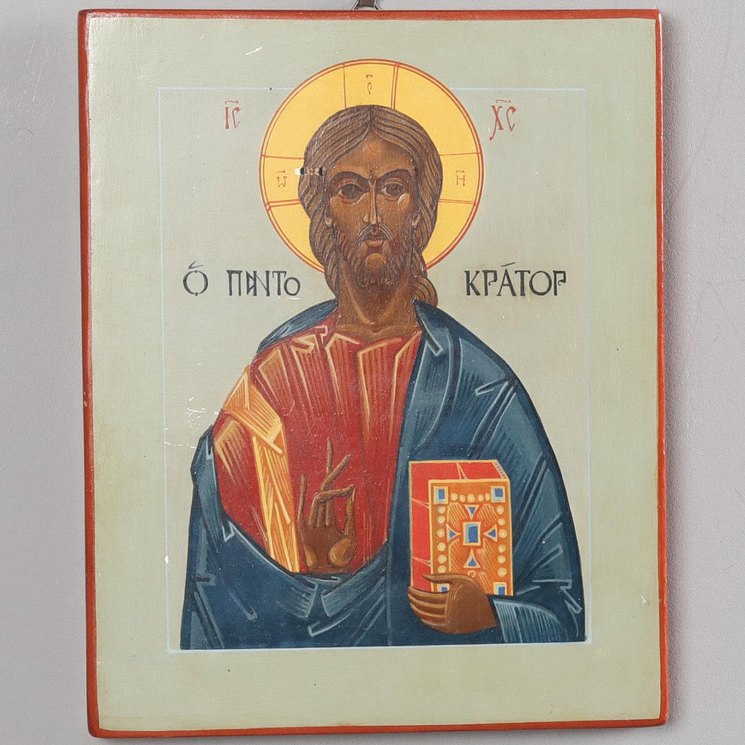 ICON, painted on wood, signed & dated.