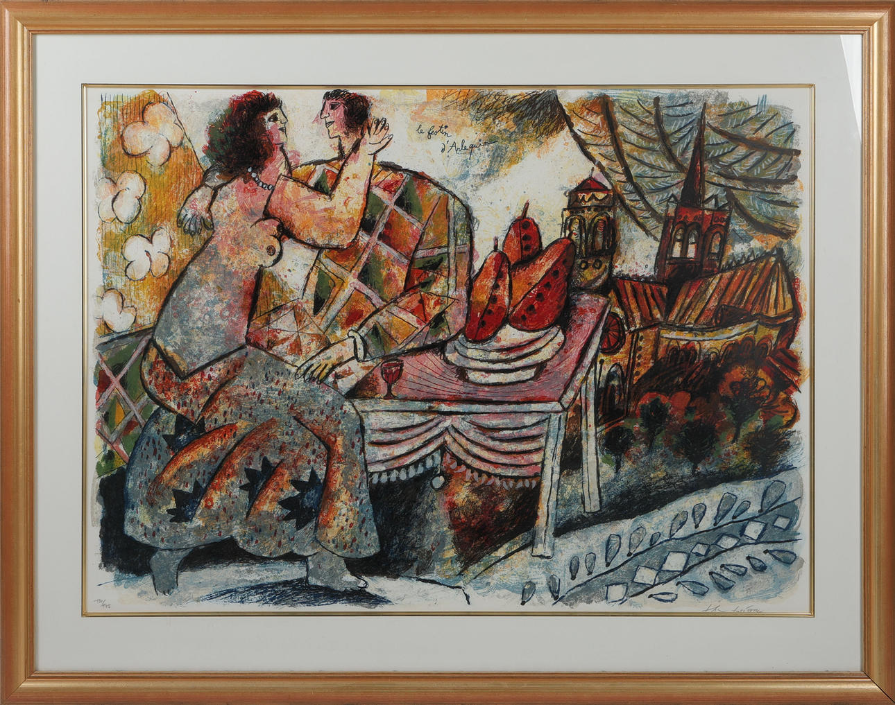 THÉO TOBIASSE. Lithograph in colours, “Le festin d'Arlequin”, signed and numbered 131/145.