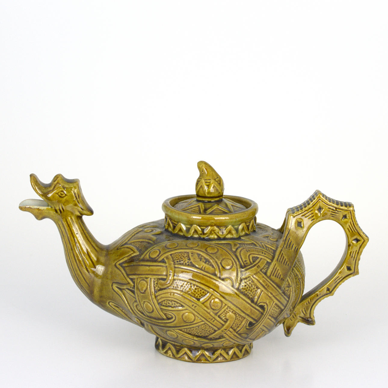 KARL SVENSSON. A ceramic teapot, dragon, signed, Höganäs.