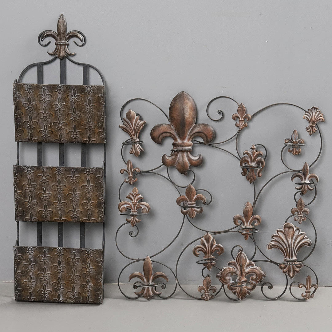 NEWSPAPER STAND & WALL LIGHT HOLDER. Iron/copper.