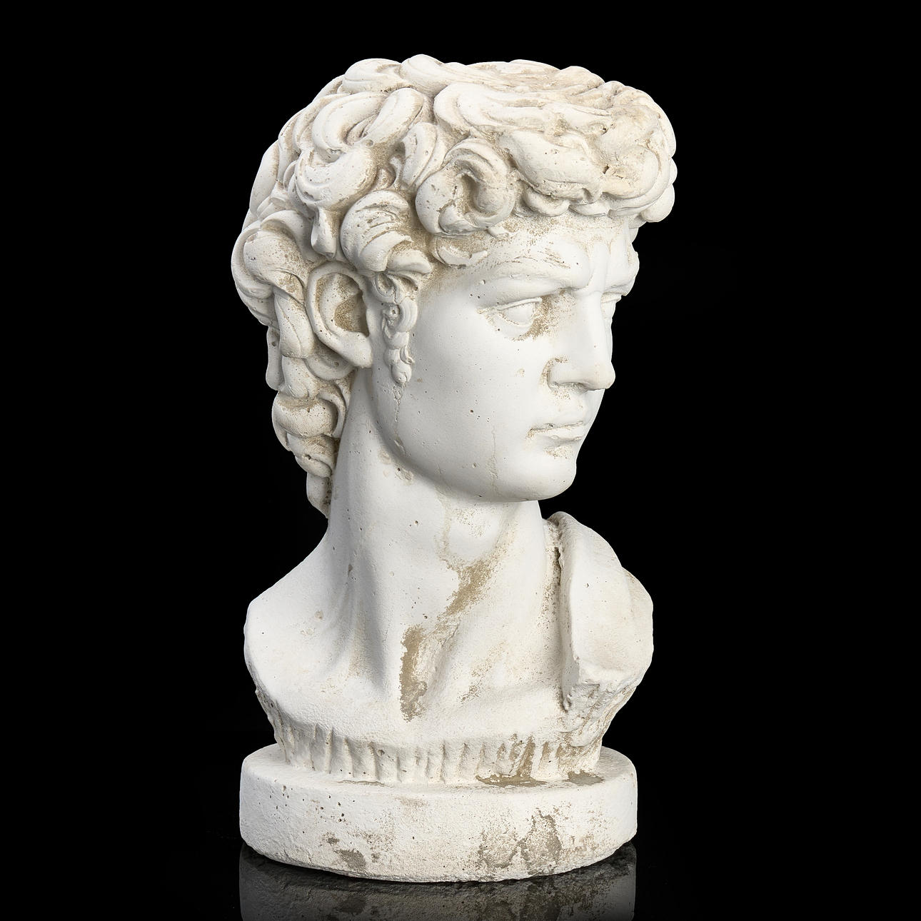SCULPTURE, “David” after Michelangelo, patinated plaster/art pulp.