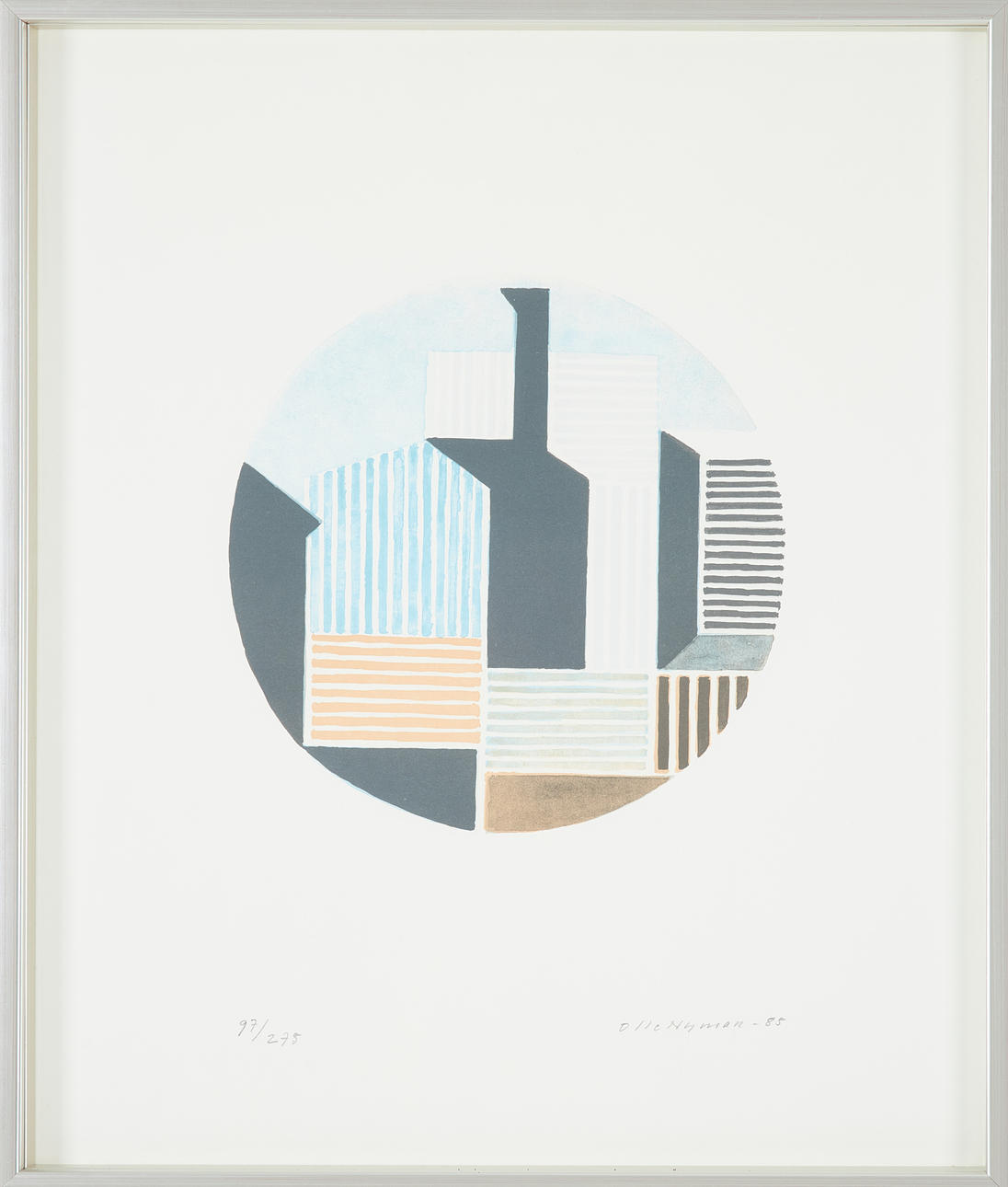 OLLE NYMAN. “Heraldic architecture”, color lithograph, signed and dated -85, numbered 97/275.
