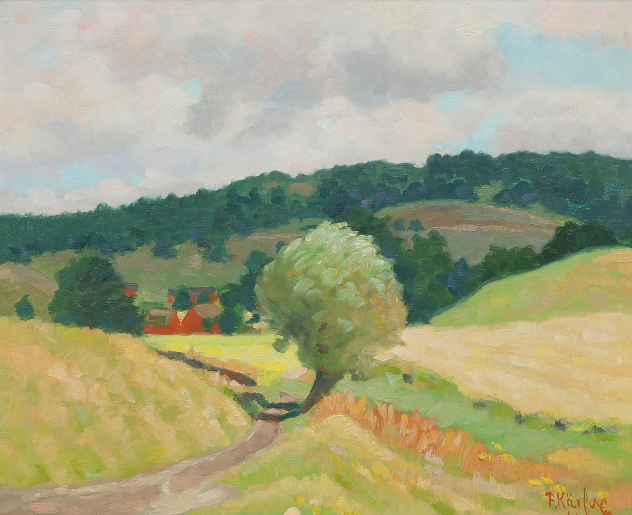 FRITZ KÄRFVE. “Motif from Bosarp”, oil on panel, signed and dated -46.