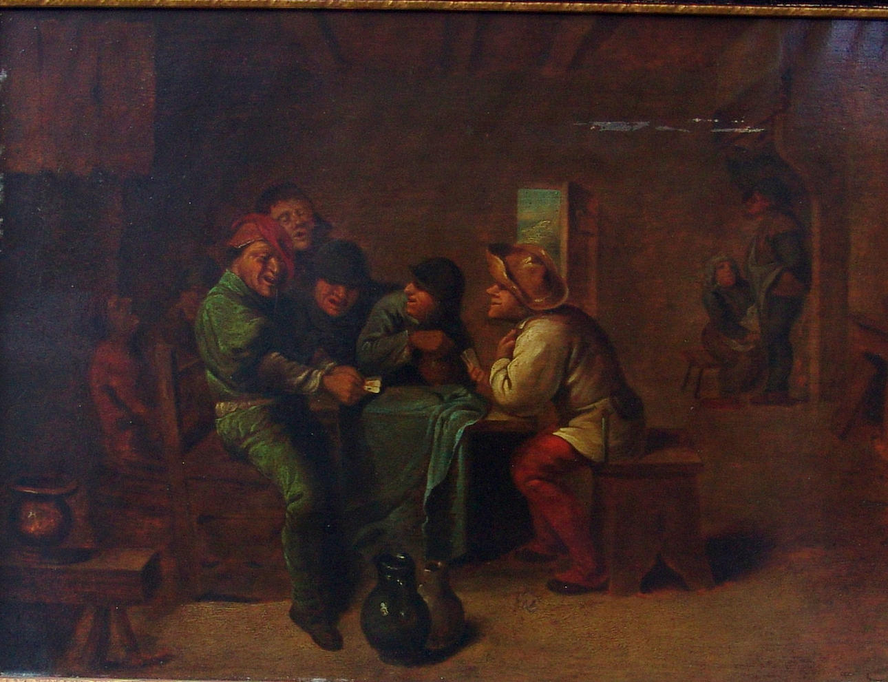 ADRIAEN BROUWER NACHFOLGE 1605 OUDENAARDE - 1638 ANTWERPEN. Tavern scen med carousing bönder.