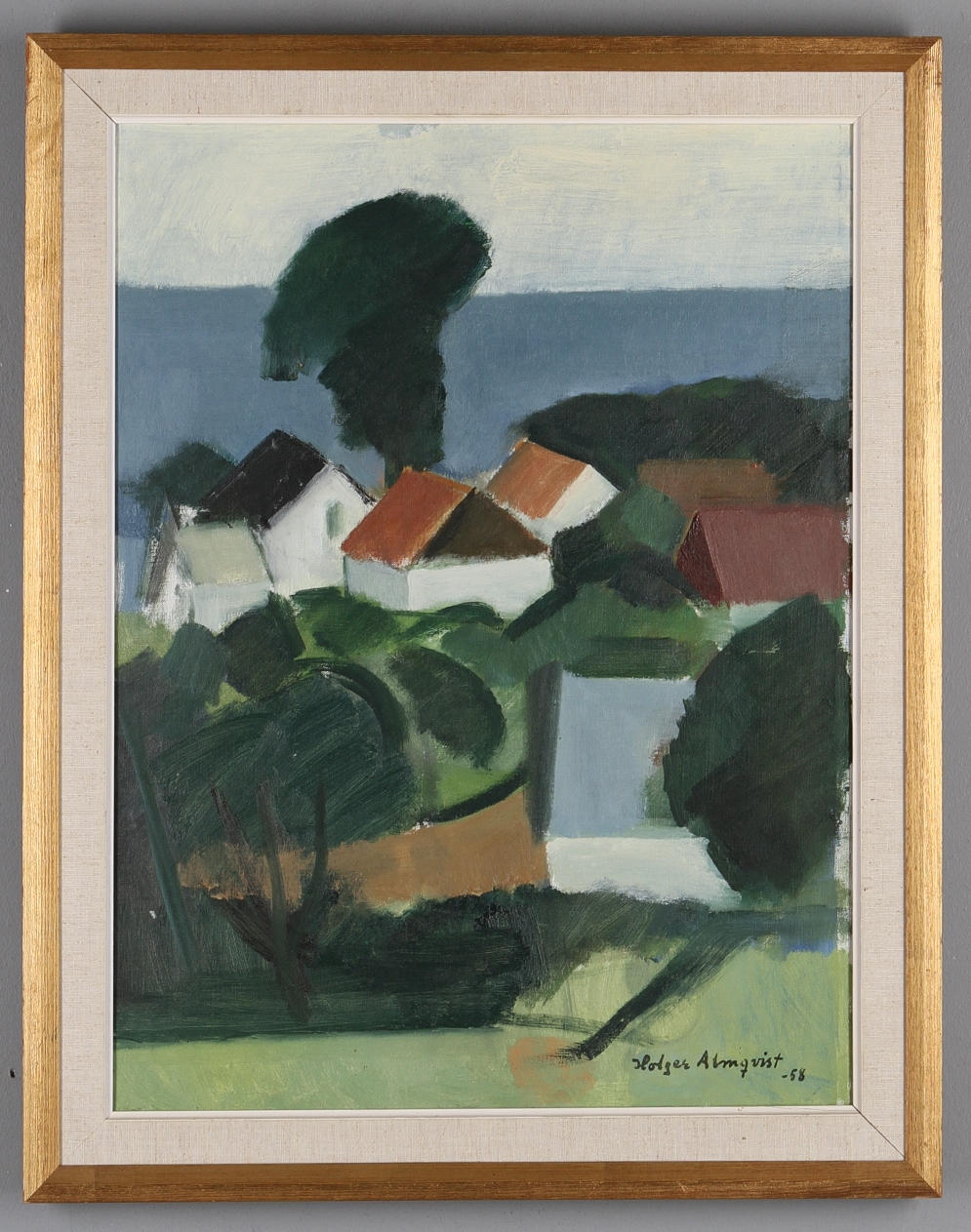 HOLGER ALMQVIST. Landskapsmotiv Skåne, olja på duk, signerad samt daterad -58.