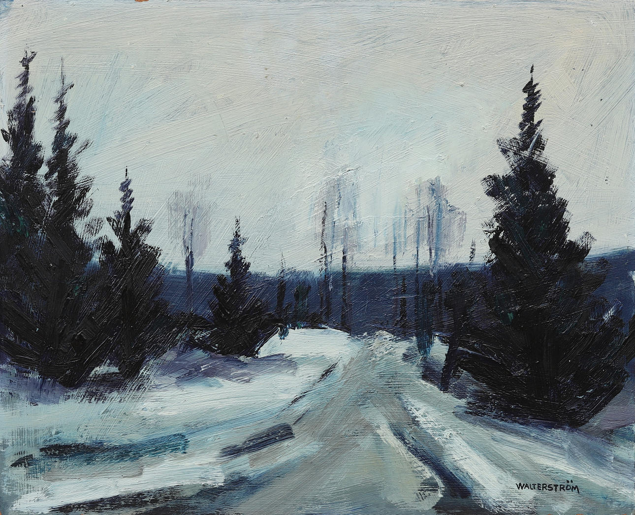 INGVAR WALTERSTRÖM. Forest landscape, oil on panel, signed.