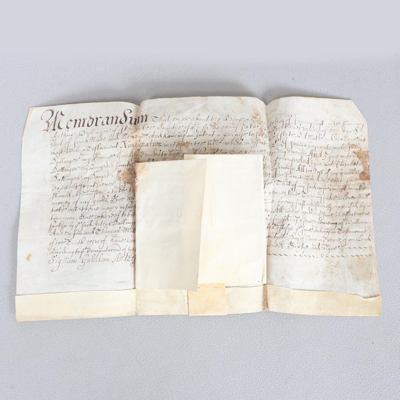 SUFFOLK, MANUSCRIPT INDENTURE, 17TH CENTURY, THOMAS MILLS.
