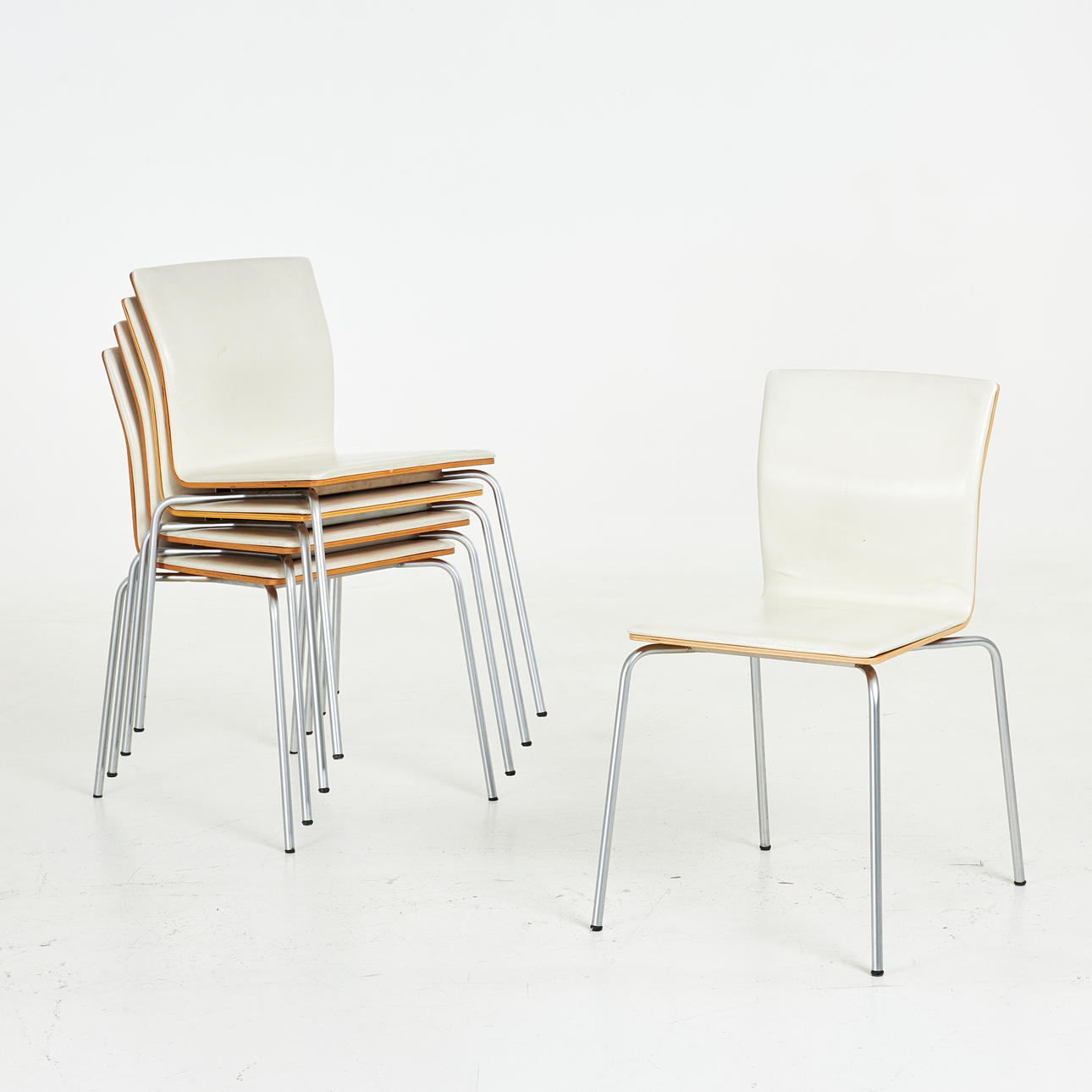 RALF LINDBERG. Chairs, 5 pcs, “Bird”, stackable, oak, Gärsnäs.