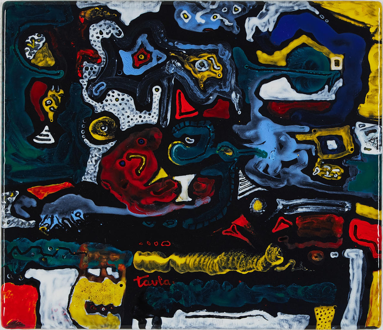 OKÄND KONSTNÄR. composition, enamelled plate, unsigned.