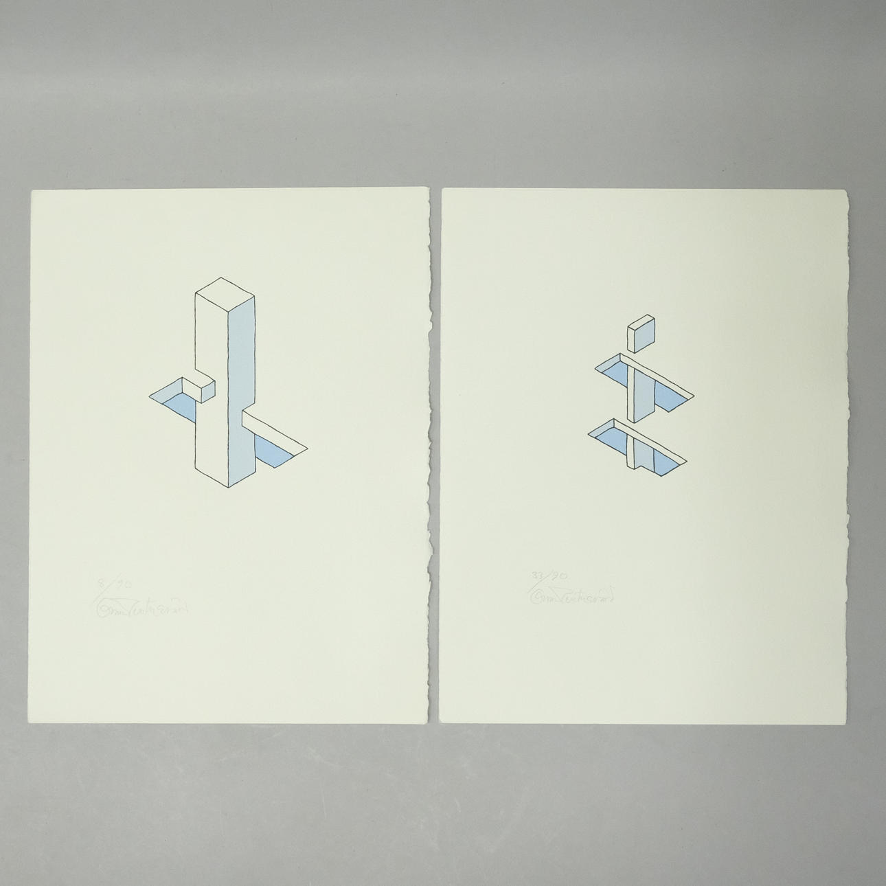 OSCAR REUTERSVÄRD. LITHOGRAPHS, TWO PIECES, SIGNED.