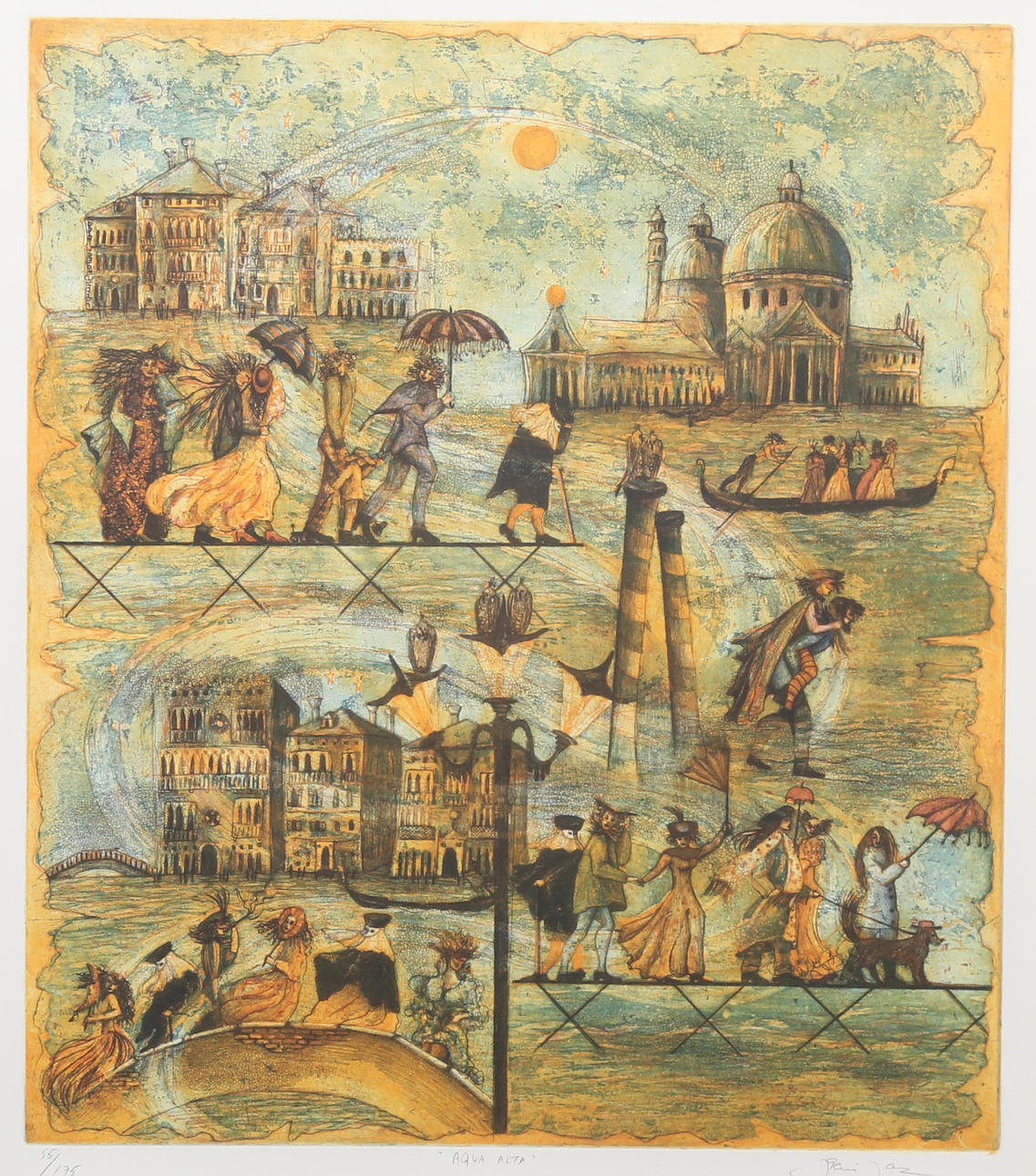 IRENE JARZ. Colour etching, “Aqua Alta”, signed and numbered.