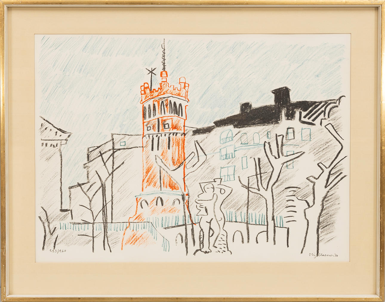 STIG (SLAS) CLAESSON. “Mosebacke”, lithograph in colours, signed, numbered and dated, 223/260, 70.