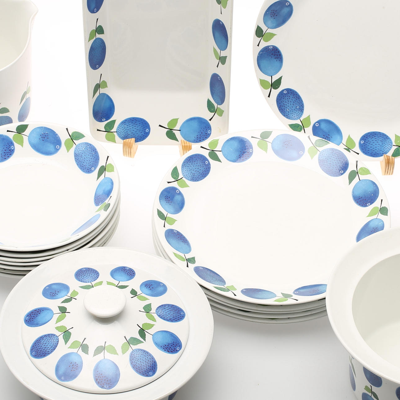 SERVISDELAR, 18 st. "Prunus", Stig Lindberg, Gustavsberg.