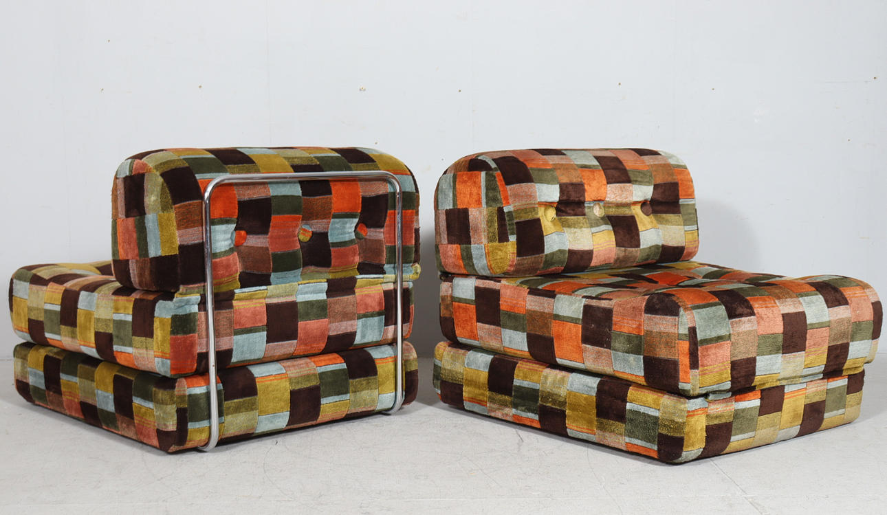 Space Age patchwork sofa elements/armchair with sleeping function, 1970s.