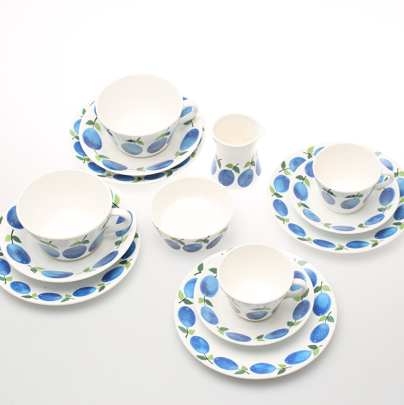 TE/KAFFESERVISDELAR, 18 st. "Prunus", Stig Lindberg, Gustavsberg.