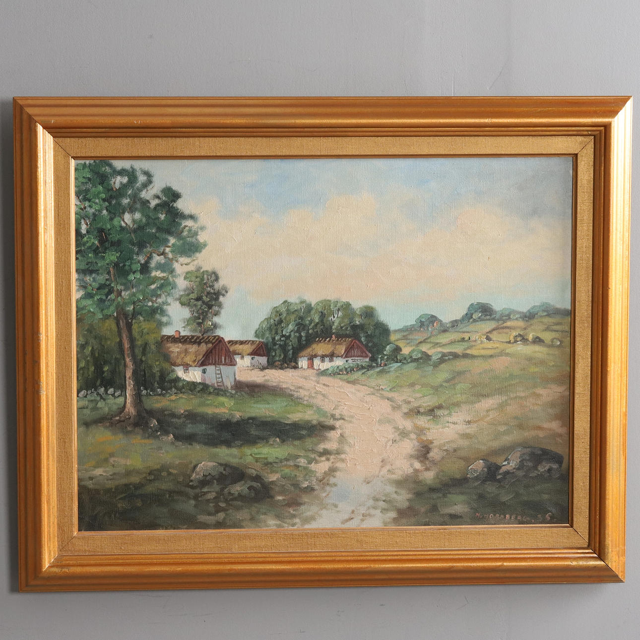 OIDENTIFIERAD KONSTNÄR. OIL ON CANVAS, farm motif, Skåne, signed “N. Nordberg”, dated - 36.