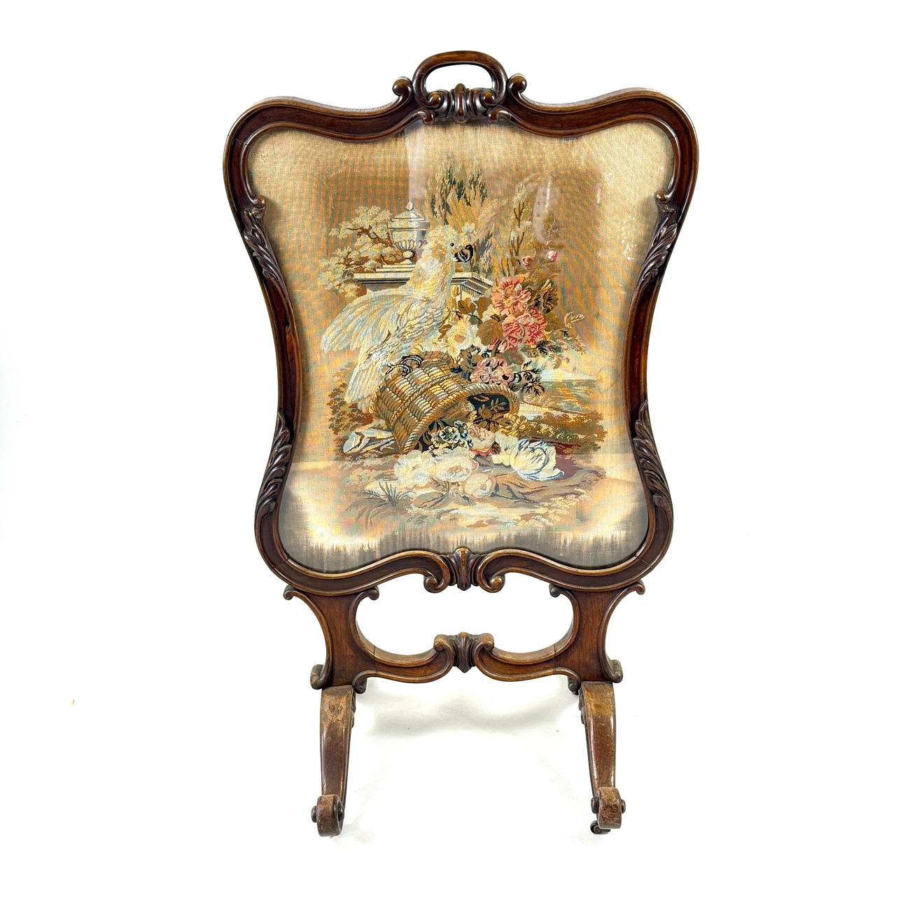 EARLY 20THC TAPESTRY FIRE SCREEN.