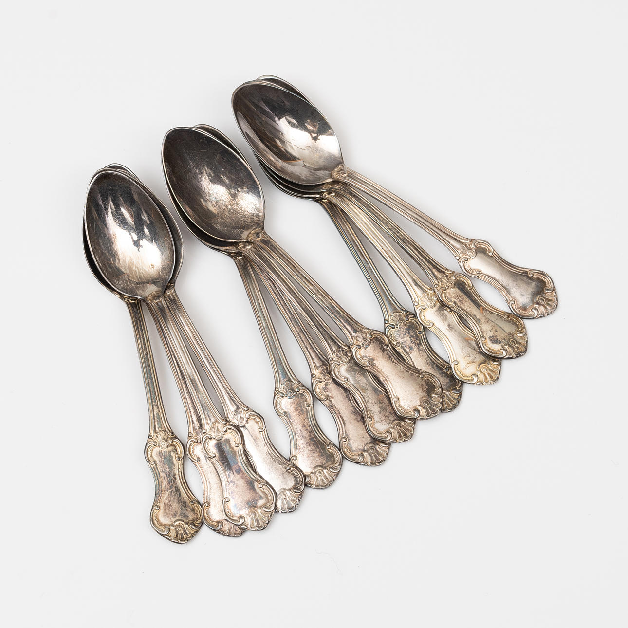 KAFFESKEER, 12 stk, Sølv, „Patricia“, MEMA.