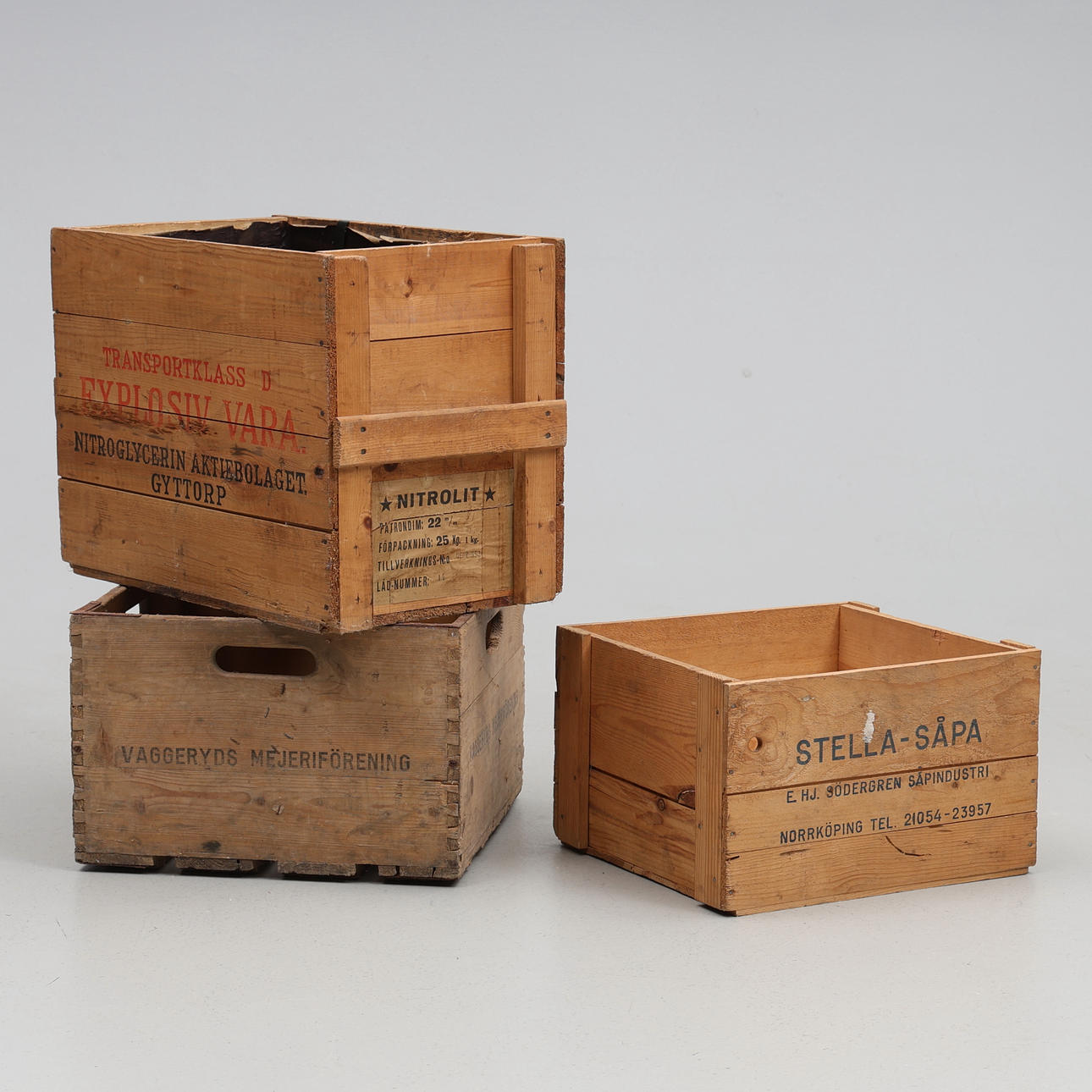 WOODEN BOXES. 3 pcs.