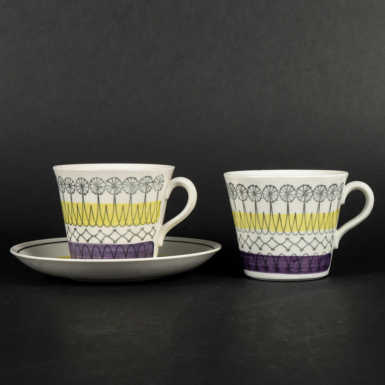 EUGEN TROST. Tazas de té, «Standard», Upsala-Ekeby/Gefle.