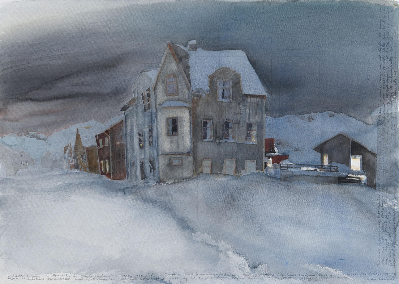 LARS LERIN. "Så länge det finns ljus finns det hopp". Akvarell. Utförd 1987.