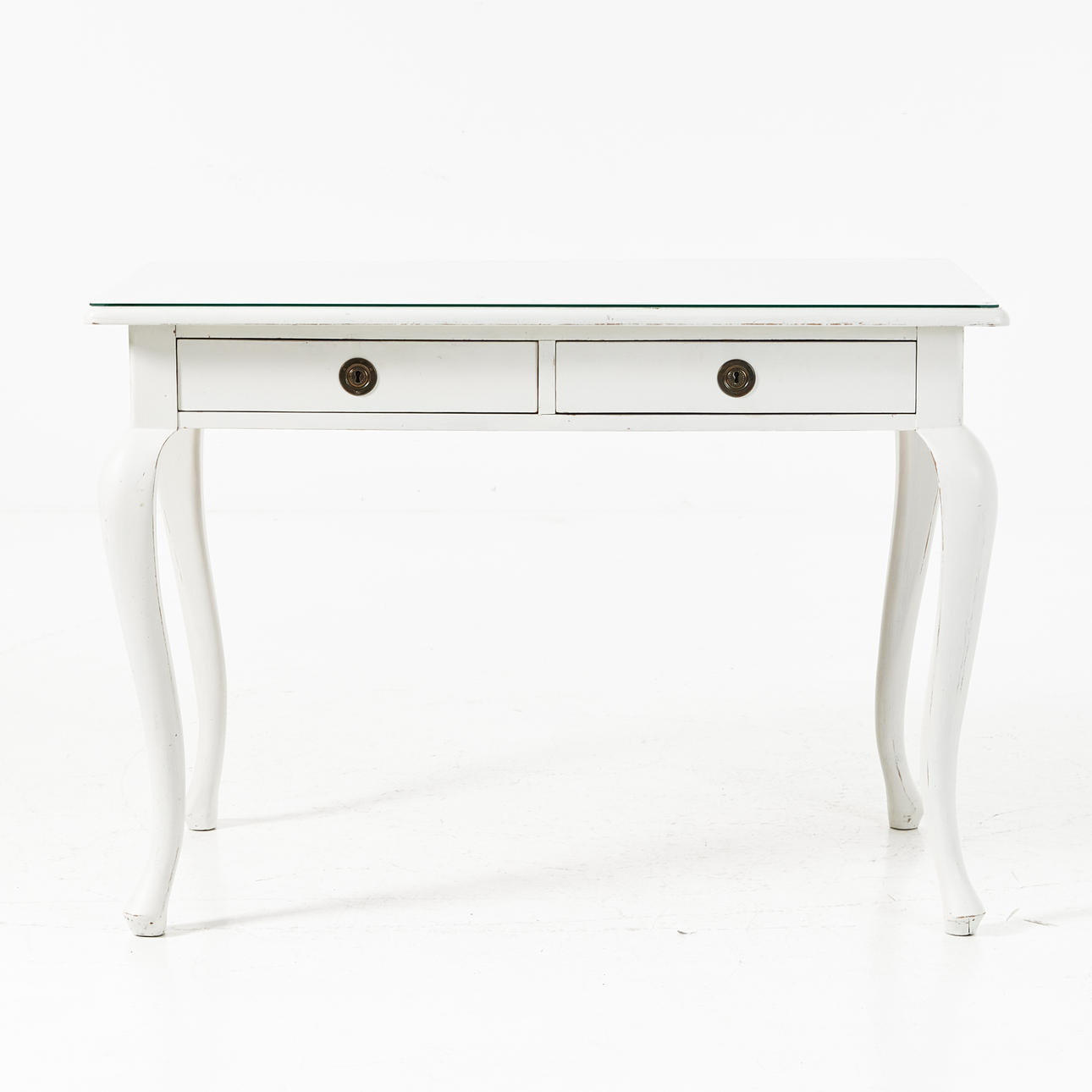 A ROCOCO STYLE DESK, painted surface, two drawers in sarg, first half of the 20th century.