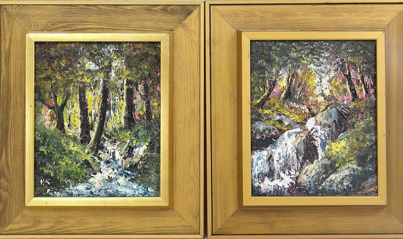 H KÖLLISCH. olja på duk, skogsmotiv, monogramsignerade H K.