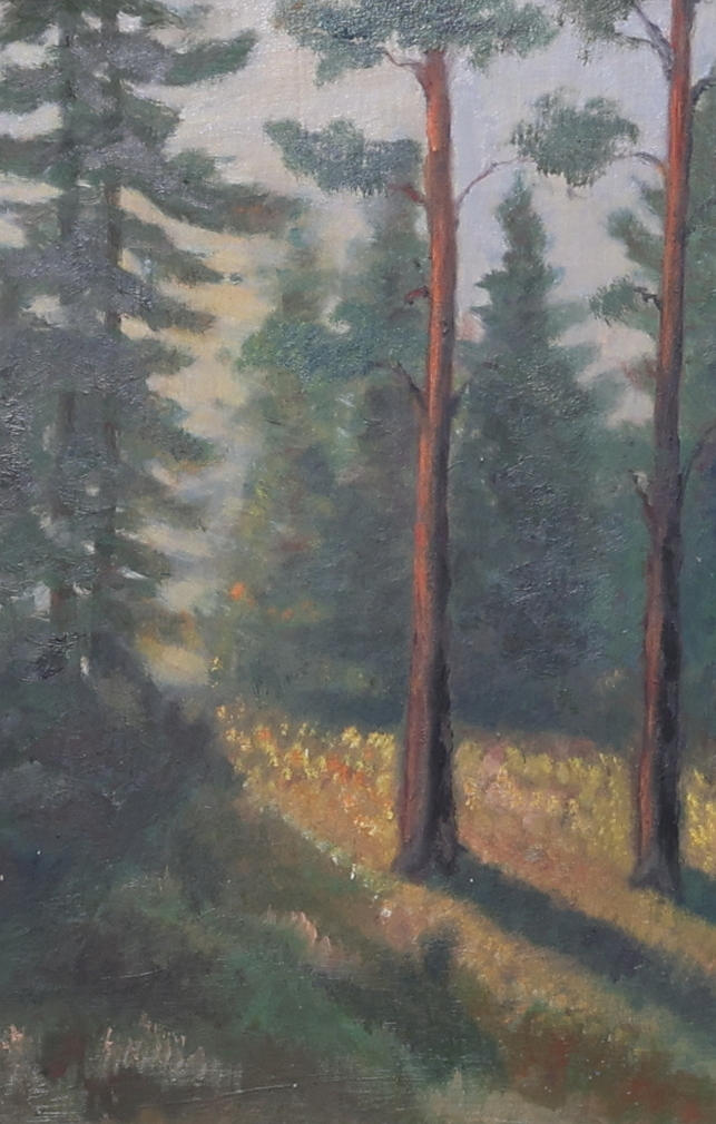 OKÄND KONSTNÄR. Oil on panel, forest glade.