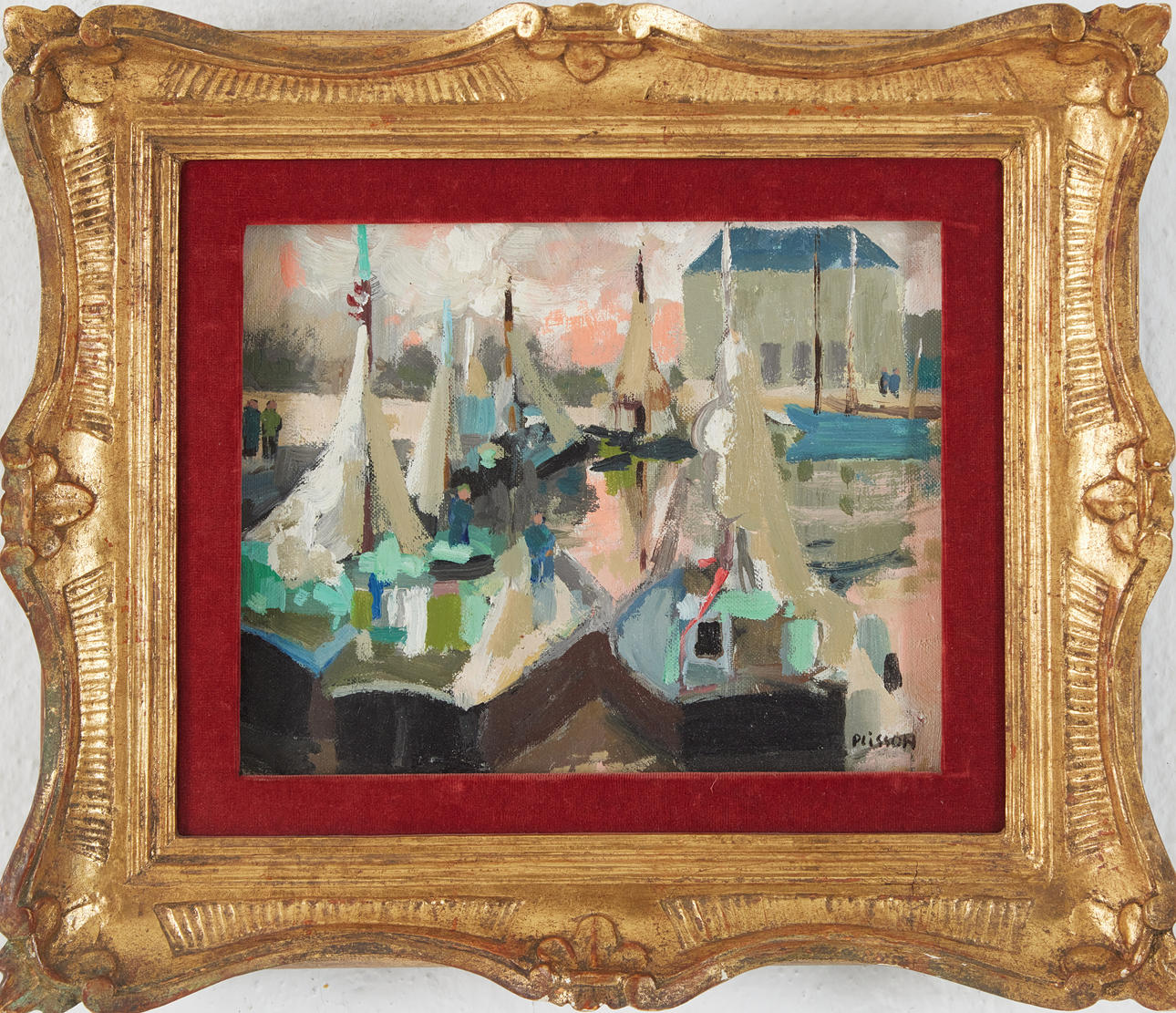 HENRI PLISSON (1908-2002). Hafenmotiv, Öl auf Leinwand.