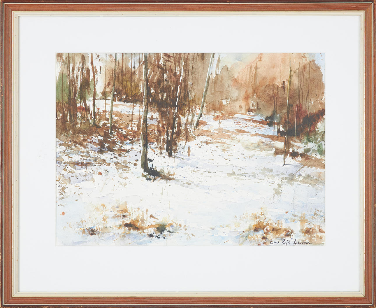 LARS EJE LARSSON. Winter landscape watercolor, signed Lars Eje Larsson.