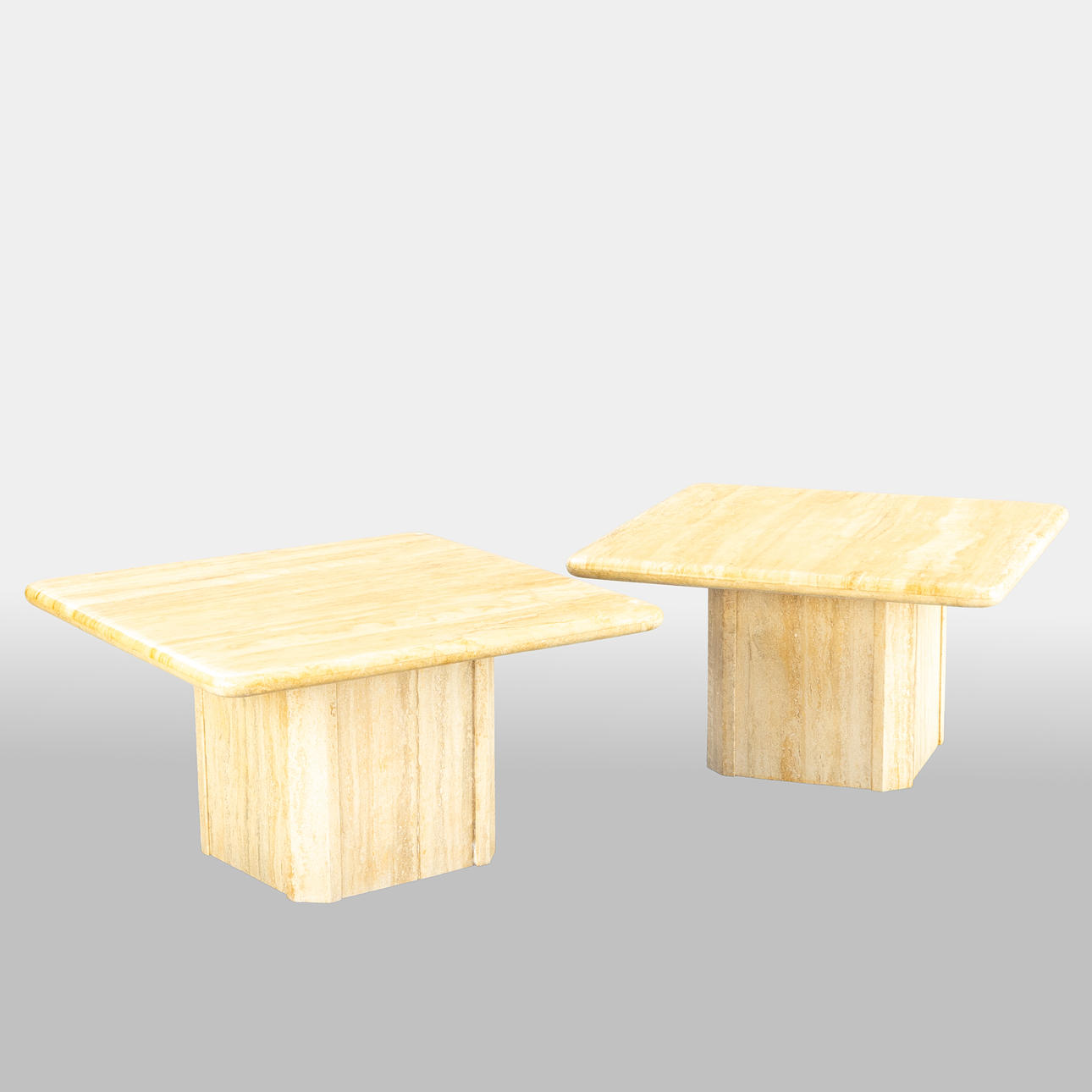 pair of side tables/travertine style coffee tables, 1980s (2).