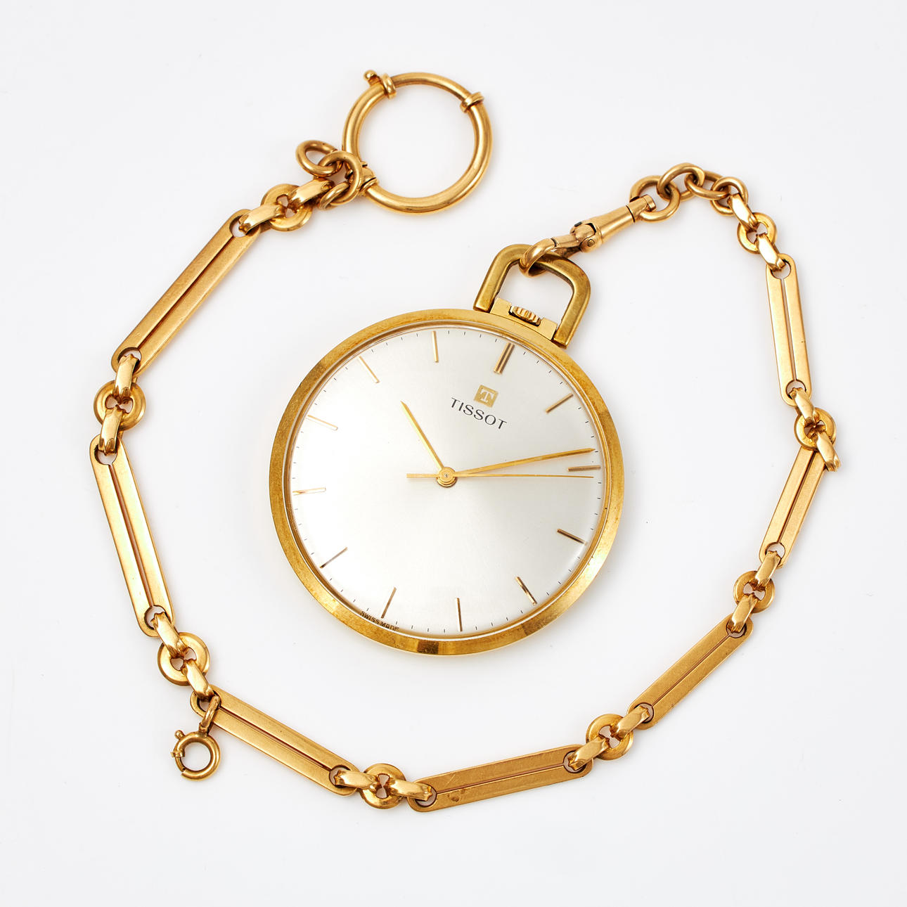 TASKUKELLO TASKUKELLOKETJULLA, 18k kultaa, Tissot, manuaalinen kello.