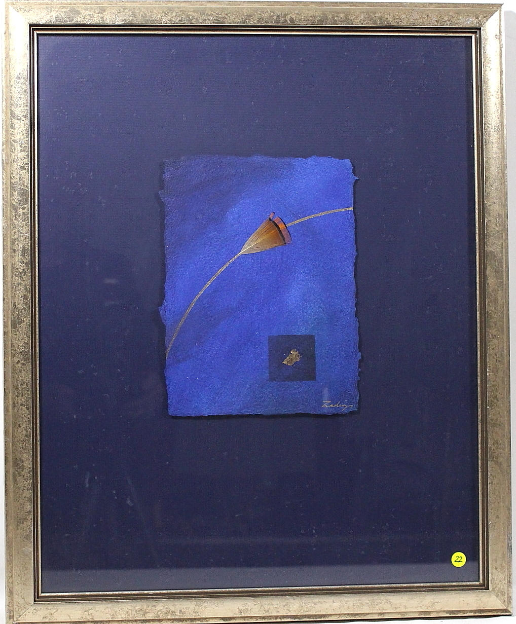 DYVEKE ZADIG. blandteknik, fjäder, signerad.