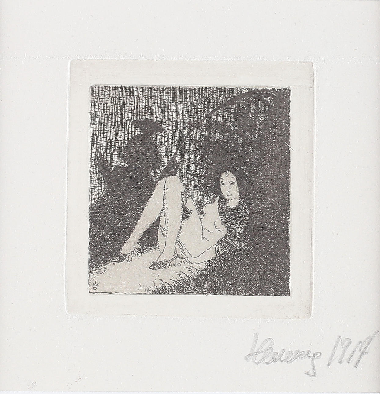 GERHARD HENNING. Orientalisk Kvinna, etsning, monogramsignerad samt daterad 1914.